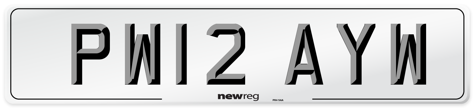 PW12 AYW Number Plate from New Reg